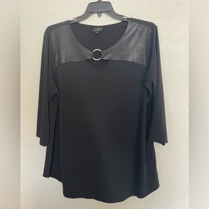 Back top faux leather & silver ring